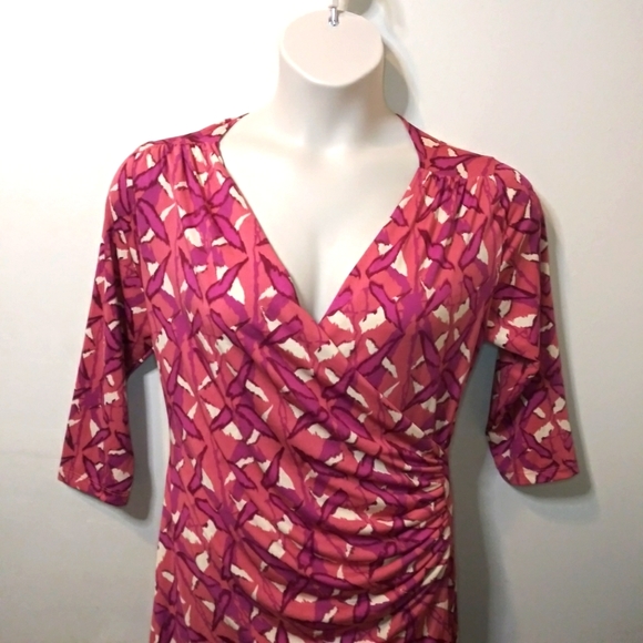 Expected By Lilac Clothing Berry Abstract, Jersey Knit Faux Wrap Nursing Dress - Picture 2 of 10